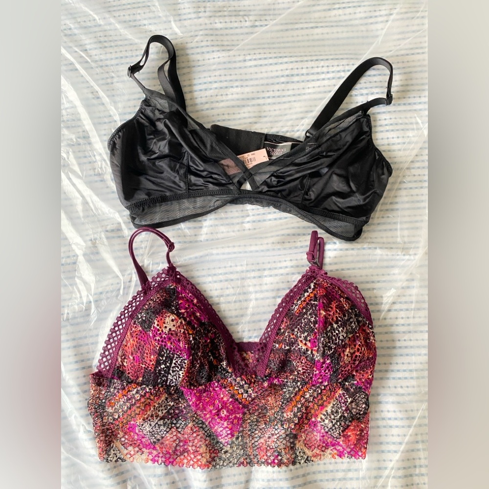 NWT! 2Pc Victoria's Secret Black[Medium] and Colorful [Smaill] Lace Bralette